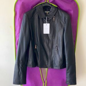 Ted Baker Janeal Leather Biker Jacket Size 3 (US 8)